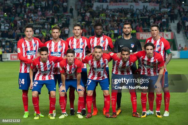 Line up of Atletico de Madrid during the match between Elche CF vs. Atletico de Madrid, round of 16 -1st leg of Copa del Rey 2017/18 in Martinez...