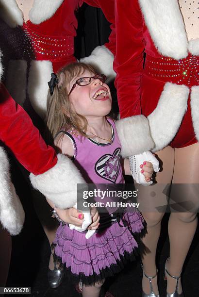 Alena Galan waits with the World Famous Radio City Rockettes before her performance at the Garden of Dreams Foundation talent show at Radio City...