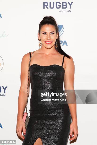 Charlotte Caslick arrives ahead of the 2017 Rugby Australia Awards at Royal Randwick Racecourse on October 26, 2017 in Sydney, Australia.