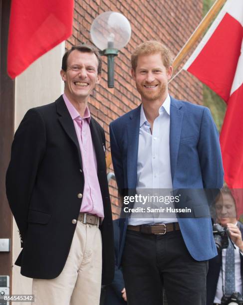 Prince Harry meets Prince Joachim of Denmark at they visit a Wounded Veteran Programme on October 26, 2017 in Copenhagen, Denmark.