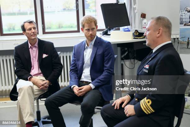 Prince Joachim of Denmark and Prince Harry at the Danish Veteran Centre on October 26, 2017 in Copenhagen, Denmark.