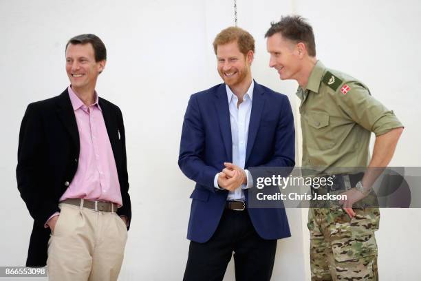 Prince Joachim of Denmark and Prince Harry are seen at the Danish Veteran Centre on October 26, 2017 in Copenhagen, Denmark.