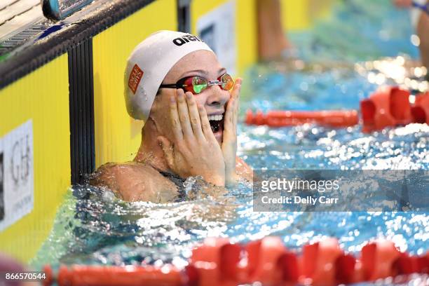 Cate Campbell breaks the World Record during the Australia Short Course Championships at SA Aquatic and Leisure Centre on October 26, 2017 in...