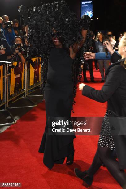 Grace Jones attends the UK Premiere of "Grace Jones: Bloodlight And Bami" at the BFI Southbank on October 25, 2017 in London, England.