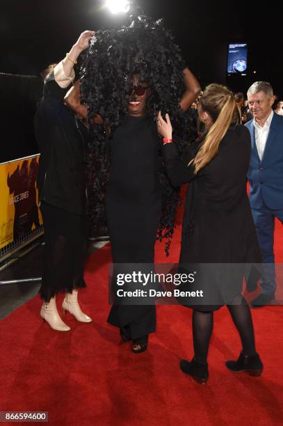 Grace Jones attends the UK Premiere of "Grace Jones: Bloodlight And Bami" at the BFI Southbank on October 25, 2017 in London, England.