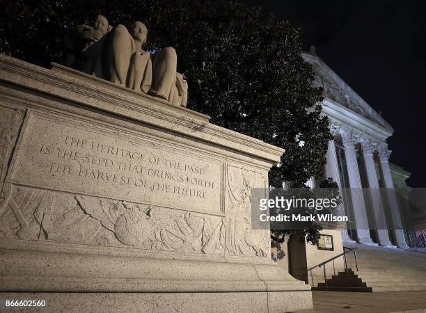 The United States National Archives building is shown on October 26, 2017 in Washington, DC. Later today the National Archives will release more than...