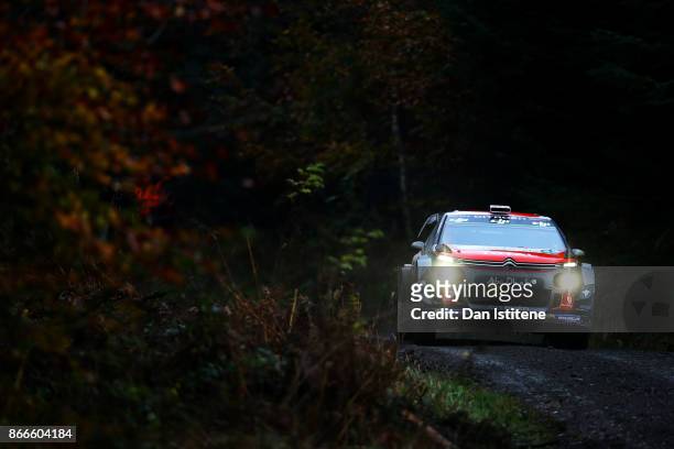 Kris Meeke of Great Britain and Citroen Total Abu Dhabi WRT drives with co-driver Paul Nagle of Ireland during Shakedown for the FIA World Rally...