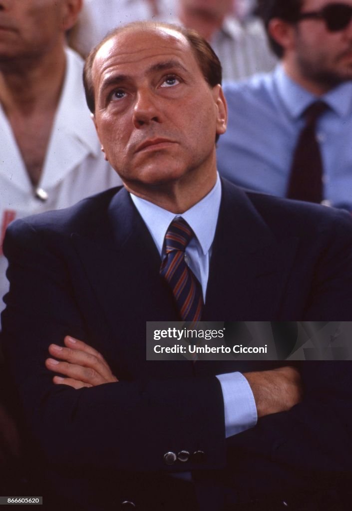 Portrait of Silvio Berlusconi at the convention of the Italian Socialist Party in 1987 in Rimini