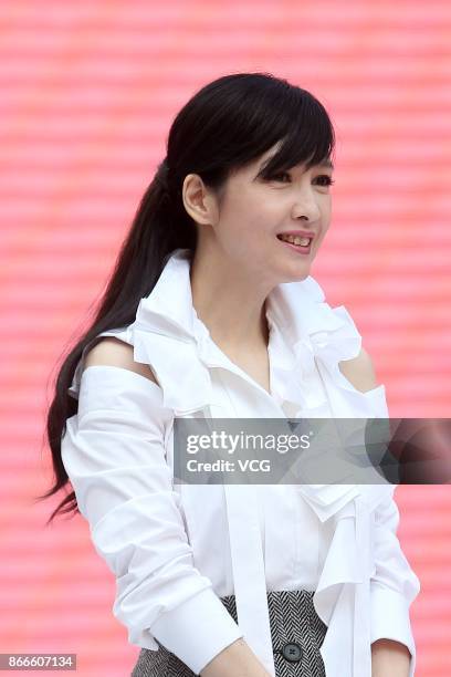 Actress Vivian Chow attends the press conference for TVB's App on October 26, 2017 in Taipei, Taiwan of China.