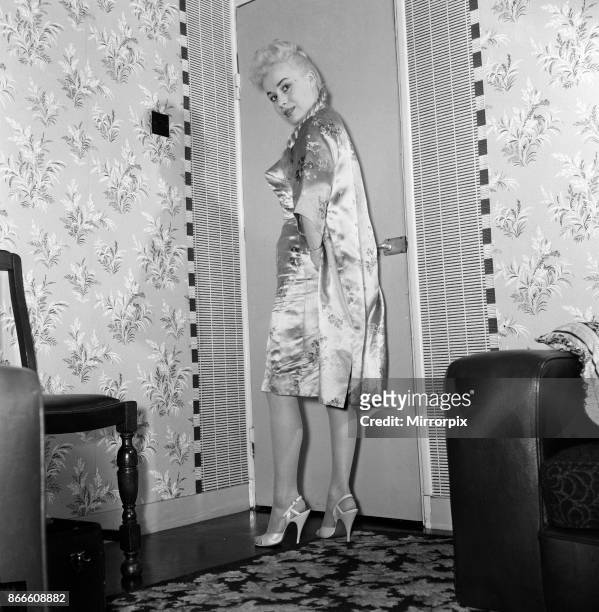 Barbara Windsor, who is helping to welcome in the New Year on the Jack Jackson Show on ITV, 29th December 1958.