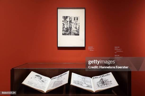 Lithographs of Georg Scholz and George Grosz, during the 'Glanz und Elend in der Weimarer Republik. Von Otto Dix bis Jeanne Mammen' exhibition...