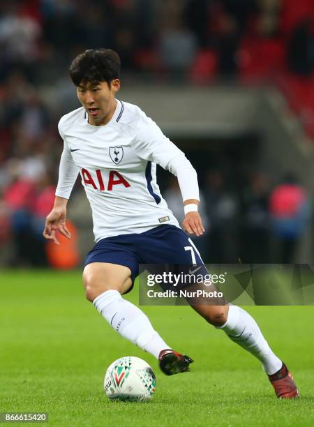 Tottenham Hotspur's Son Heung-Min during Carabao Cup 4th Round match between Tottenham Hotspur and West Ham United at Wembley Stadium, London,...