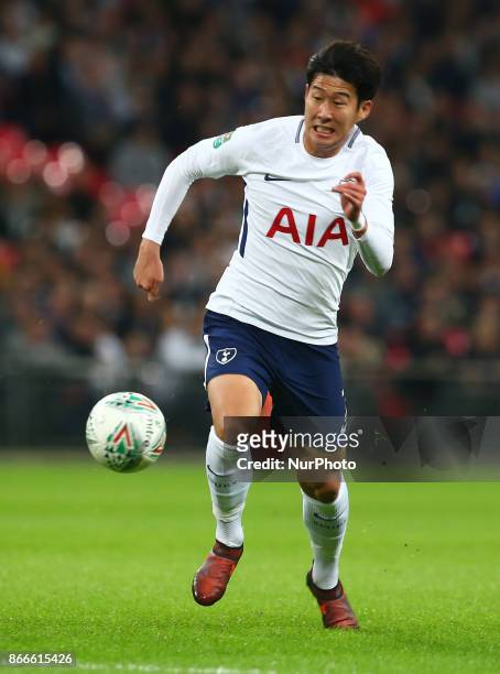 Tottenham Hotspur's Son Heung-Min during Carabao Cup 4th Round match between Tottenham Hotspur and West Ham United at Wembley Stadium, London,...