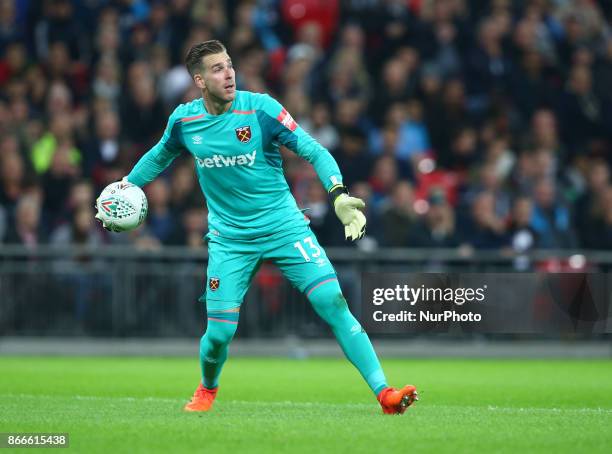 West Ham United's Adrian during Carabao Cup 4th Round match between Tottenham Hotspur and West Ham United at Wembley Stadium, London, England on 25...