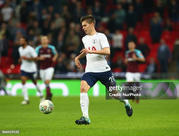 Tottenham Hotspur's Juan Foyth during Carabao Cup 4th Round match between Tottenham Hotspur and West Ham United at Wembley Stadium, London, England...