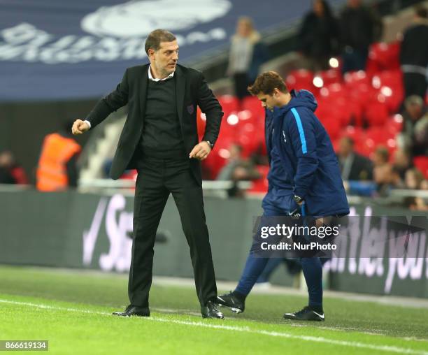 West Ham United manager Slaven Bilic and Tottenham Hotspur manager Mauricio Pochettino during Carabao Cup 4th Round match between Tottenham Hotspur...