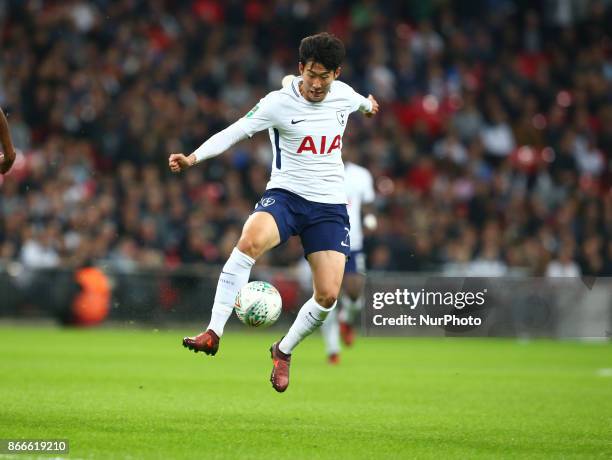 Tottenham Hotspur's Son Heung-Min during Carabao Cup 4th Round match between Tottenham Hotspur and West Ham United at Wembley Stadium, London,...