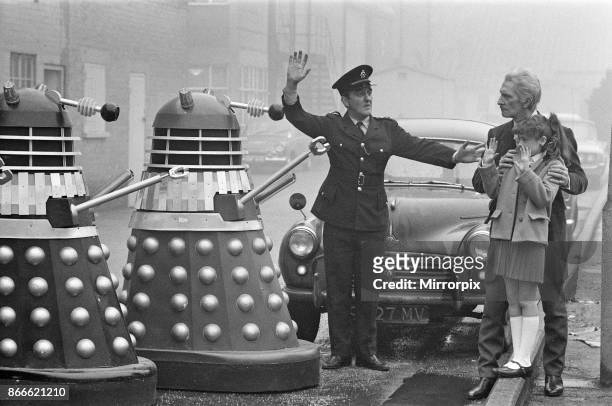 Filming started today at Shepperton Studios of 'Daleks Invade Earth'. Bernard Cribbins, who appears as a Policeman, attempts to control the Daleks in...