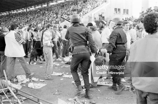 Juventus v Liverpool, 1985 European Cup Final, Heysel Stadium, Brussels, Wednesday 29th May 1985. Heysel Stadium Disaster, 39 people, mostly Juventus...