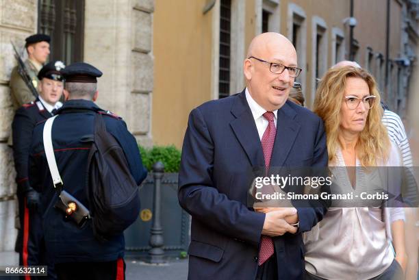 Senator Sandro Bondi and Manuela Repetti leavePalazzo Madama at the end of the vote on trust in government for the Electoral Law , on October 26,...