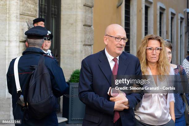 Senator Sandro Bondi and Manuela Repetti leavePalazzo Madama at the end of the vote on trust in government for the Electoral Law , on October 26,...