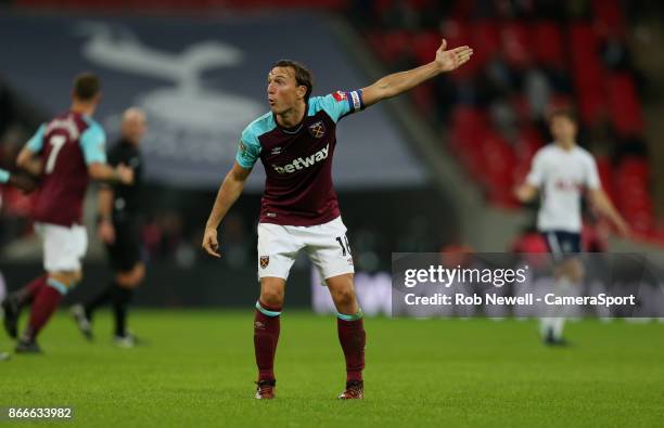 West Ham United's Mark Noble during the Carabao Cup Fourth Round match between Tottenham Hotspur and West Ham United at Wembley Stadium on October...