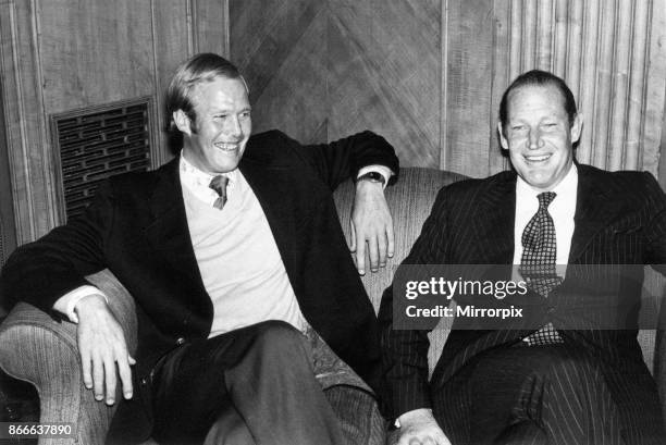 Kerry Packer, Australian media tycoon, the man behind the controversial World Series Cricket, pictured with Tony Greig, Sussex and England Cricket...