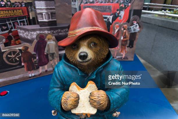 Paddington Bear's pop up is pictured near St Paul's Cathedral, in Central London, on October 26, 2017. It is part of the five pop-up installations...