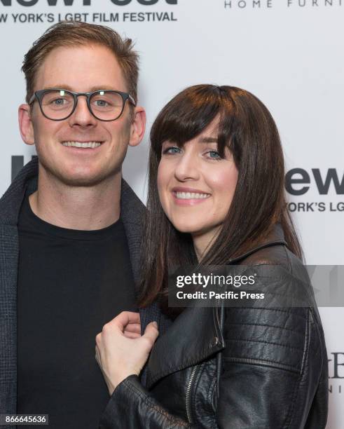 Jonathan Stein, Lena Hall attend NewFest closing night movie screening Becks at Cinepolis Chelsea.