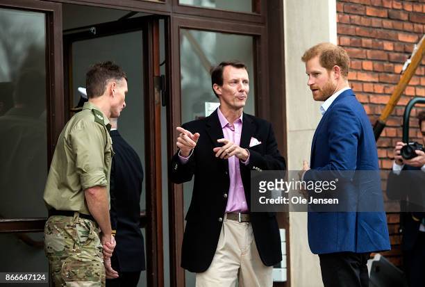 Prince Harry and Danish Prince Joachim seen during the Prince's visit to the Danish Defence Center for Military Physical Training at Svanemoellen...