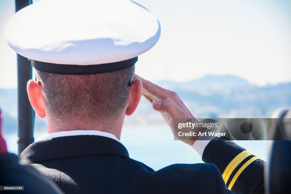 Active Duty U.S. Naval Officer Saluting
