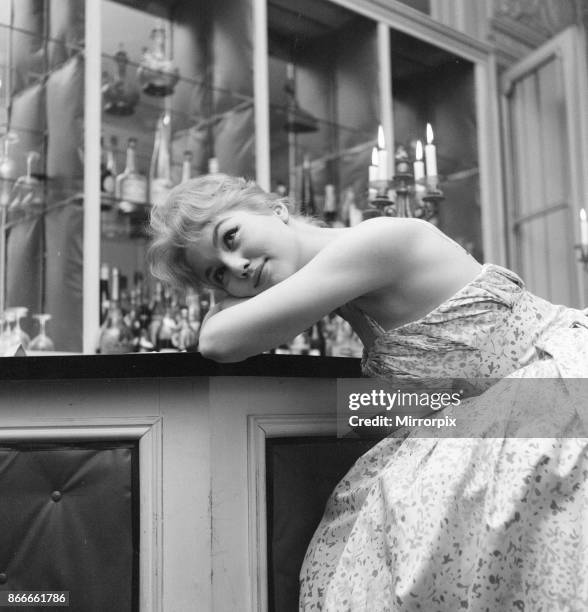 Mylene Demongeot, french actress, pictured in London, Wednesday 26th March 1958. Mylene is in the UK for the premiere of film Bonjour Tristesse, in...