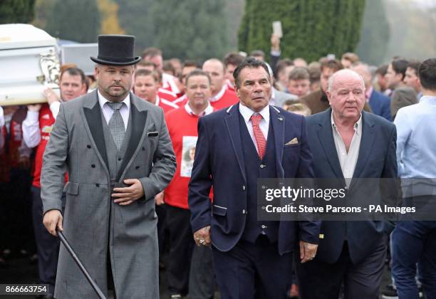 Funeral director Paul Brown and Big Fat Gypsy Weddings star Paddy Doherty attending the funeral of Paddy's nephew, 'Tomboy' Doherty, at Epsom...