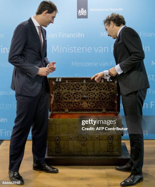 Former Dutch Finance Minister Jeroen Dijsselbloem is pictured during the transfer of his ministry to his successor, new finance minister Wopke...