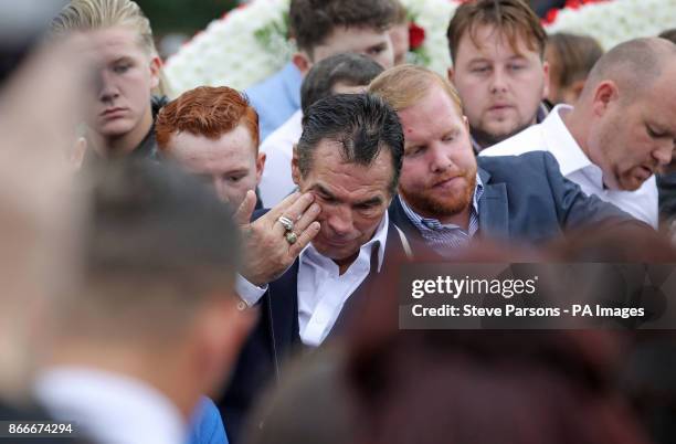 Big Fat Gypsy Weddings star Paddy Doherty attending the funeral of Paddy's nephew, 'Tomboy' Doherty, at Epsom Cemetery.