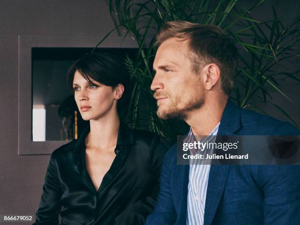 Actors Jeremie Renier and Marine Vacth are photographed for Self Assignment on May, 2017 in Cannes, France.