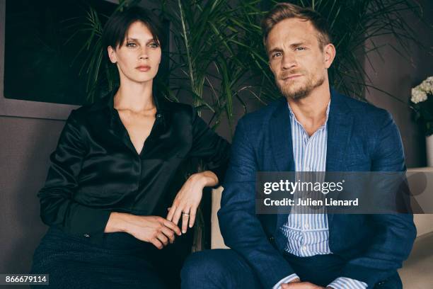 Actors Jeremie Renier and Marine Vacth are photographed for Self Assignment on May, 2017 in Cannes, France.