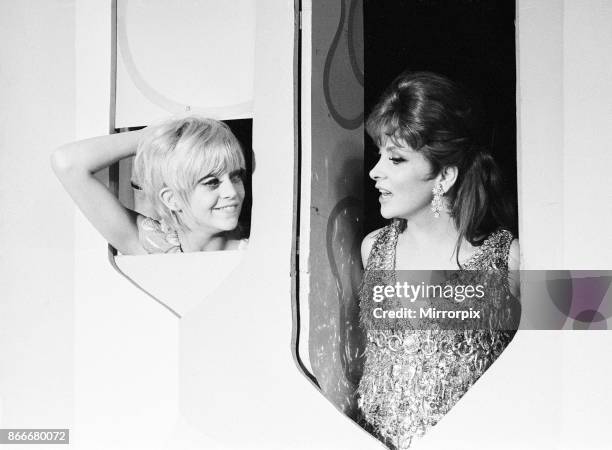 Rowan & Martin's Laugh-In, an American sketch comedy television program on the NBC television network, behind the scenes filming for series 2 episode...