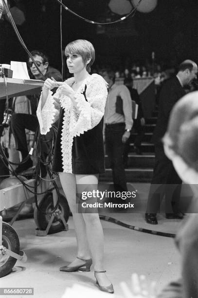 Rowan & Martin's Laugh-In, an American sketch comedy television program on the NBC television network, behind the scenes filming for series 2 episode...