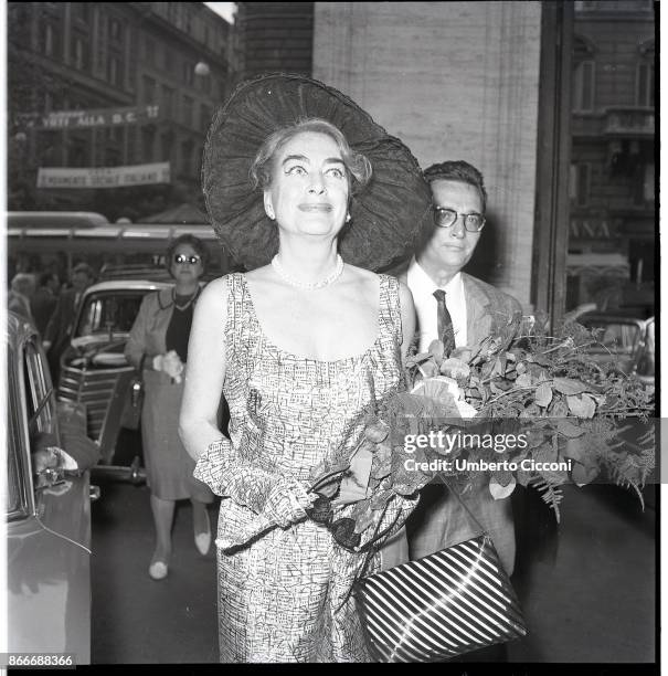 American film and television actress Joan Crawford in Via Veneto, Rome May 1962.