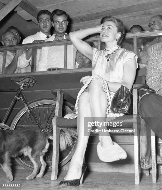American competitive swimmer and actress Esther Williams in Ciampino on the 11th of September 1959