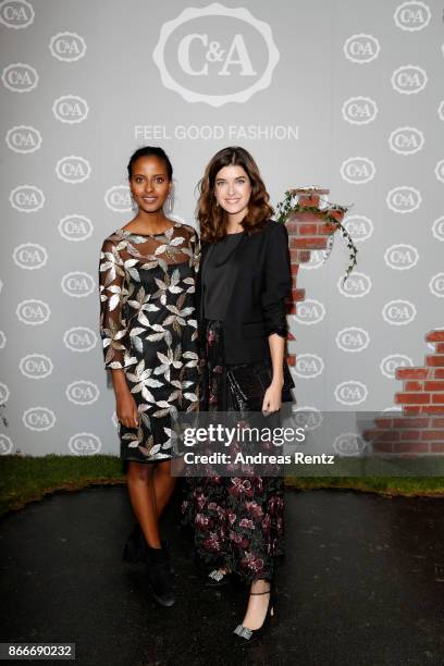 Sara Nuru and Marie Nasemann attend the C&A collection preview Spring/Summer 18 on October 26, 2017 in Duesseldorf, Germany. C&A presents their...