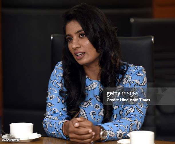 Indian Women's Cricket Team Captain Mithali Raj, during the FICCI Ladies Organisation engages in an interactive session titled Breaking Boundaries at...