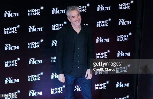 Alfonso Cuaron poses during the red carpet of 'The Shape of Water' as part of the XV Morelia International Film Festival at Cine las Americas on...
