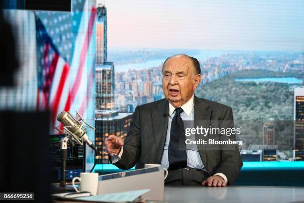 Henry Kaufman, president of Henry Kaufman and Co., speaks during a Bloomberg Television interview in New York, U.S., on Thursday, Oct. 26, 2017....