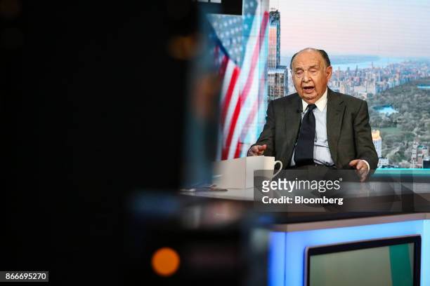 Henry Kaufman, president of Henry Kaufman and Co., speaks during a Bloomberg Television interview in New York, U.S., on Thursday, Oct. 26, 2017....