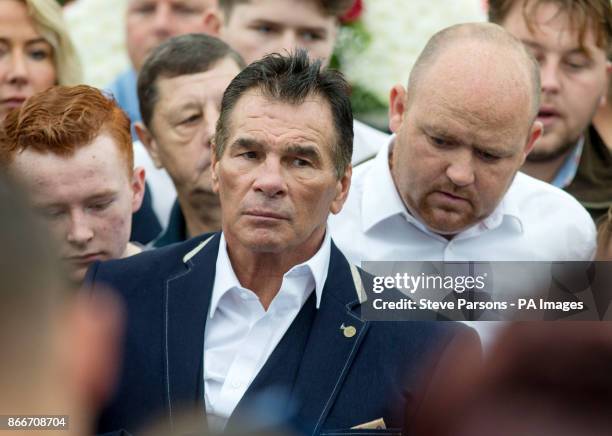 Big Fat Gypsy Weddings star Paddy Doherty arrives at Epsom Cemetery, where the funeral service for his nephew 'Tomboy' Doherty will take place.