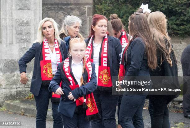 Mourners attend the funeral service of 'Tomboy' Doherty, the nephew of Big Fat Gypsy Weddings star Paddy Doherty, at Epsom Cemetery.