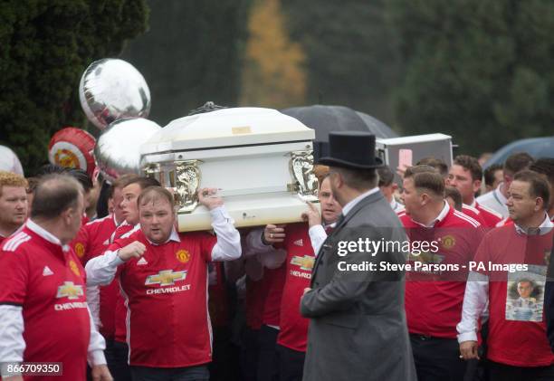The coffin of 'Tomboy' Doherty, the nephew of Big Fat Gypsy Weddings star Paddy Doherty, arrives at Epsom Cemetery for his funeral service.