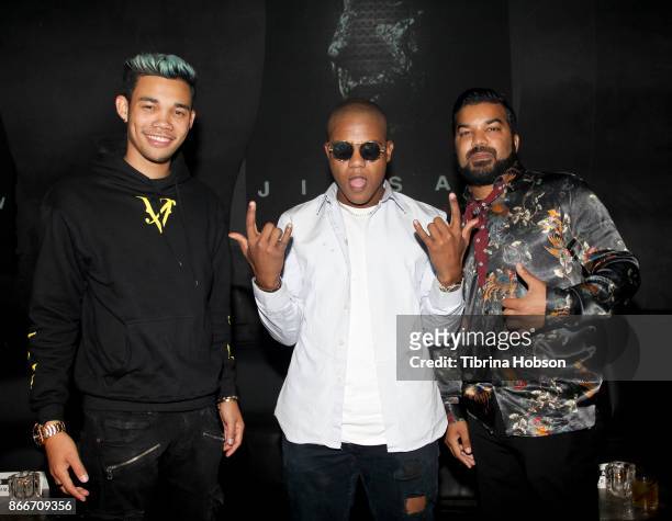Roshon Fegan, Kyle Massey and Adrian Dev attends Lionsgate's 'Jigsaw' premiere after party on October 25, 2017 in Hollywood, California.